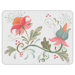 Spring design, white background, corkbacked floral placemats