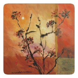 Stylish set of Sunset design drinks coasters. Square with soft cork backing