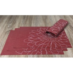 Vermillion red woven vinyl placemats
