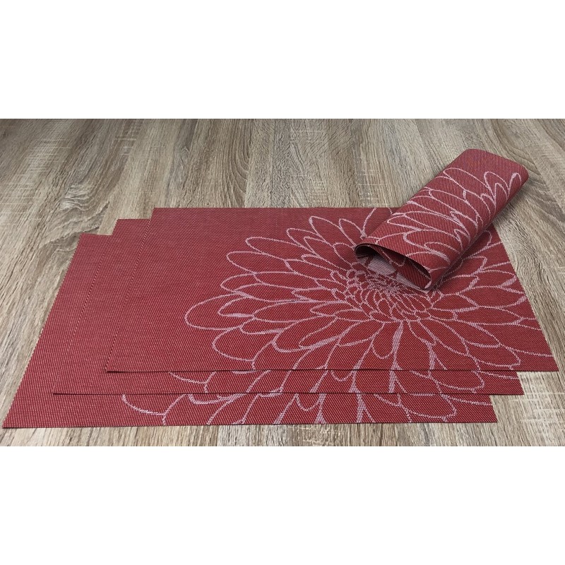 Vermillion red woven vinyl placemats