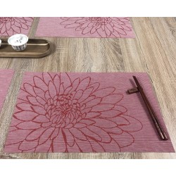 Vermillion red woven vinyl placemats - reverse side single tablemat