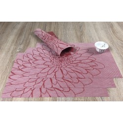 Vermillion red woven vinyl placemats reverse side, all 4 displayed