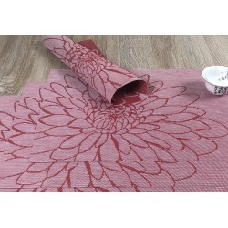 Vermillion red woven vinyl placemats reversible version all 4 tablemats close up