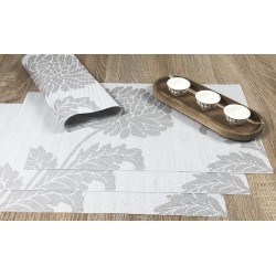 All 4 tablemats from reverse side of Taupe woven vinyl Fleximats placemats
