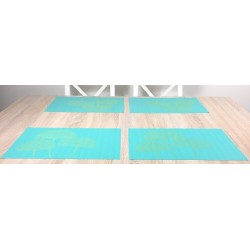 Reverse side Vibrant green Verdigris woven vinyl tablemats all four