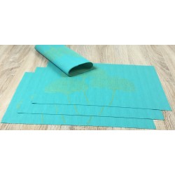 Vibrant green Verdigris woven vinyl tablemats reverse side showing all 4 placemats