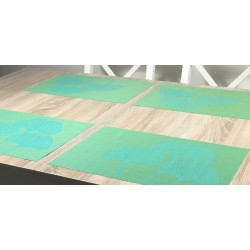 Vibrant green Verdigris woven vinyl tablemats by Plymouth Pottery