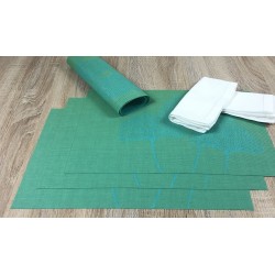 Vibrant green Verdigris woven vinyl tablemats with serviette