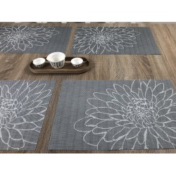 Close up of all 4 woven vinyl tablemats Steel Fleximats design