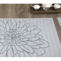 Reverse side of woven vinyl tablemats Steel Fleximats close up of the grey design
