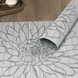 Close up of the reverse side of woven vinyl tablemats Steel Fleximats design