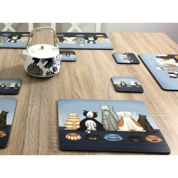 Animal design tablemats of Hungry Cats, corkbacked with hard surface on dining table