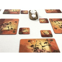 Sunset design corkbacked tablemats against white tablecloth