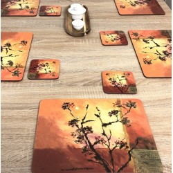 Set of 6 Sunset design corkbacked tablemats by Plymouth Pottery