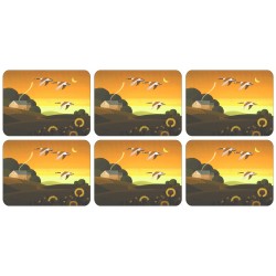 Set of 6 Plymouth placemats corkbacked Summer Gold design