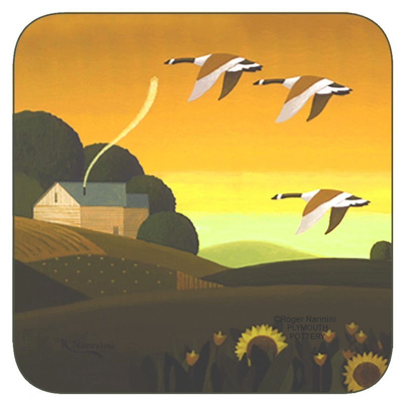 Set of 6 Summer Gold corkbacked coasters