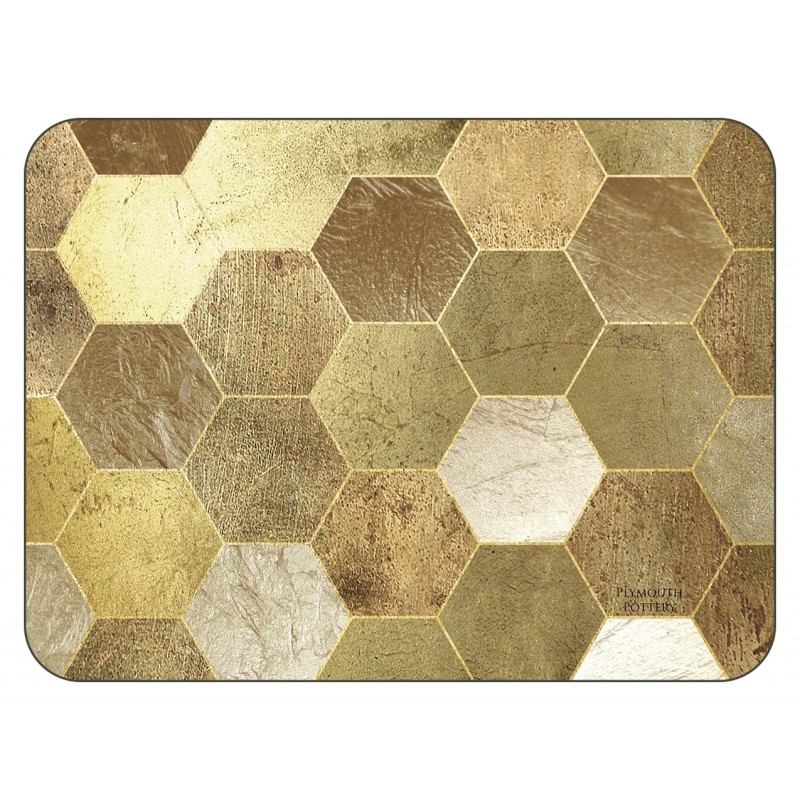 Gold hexagonal blocks Golden Repeat tablemats design
