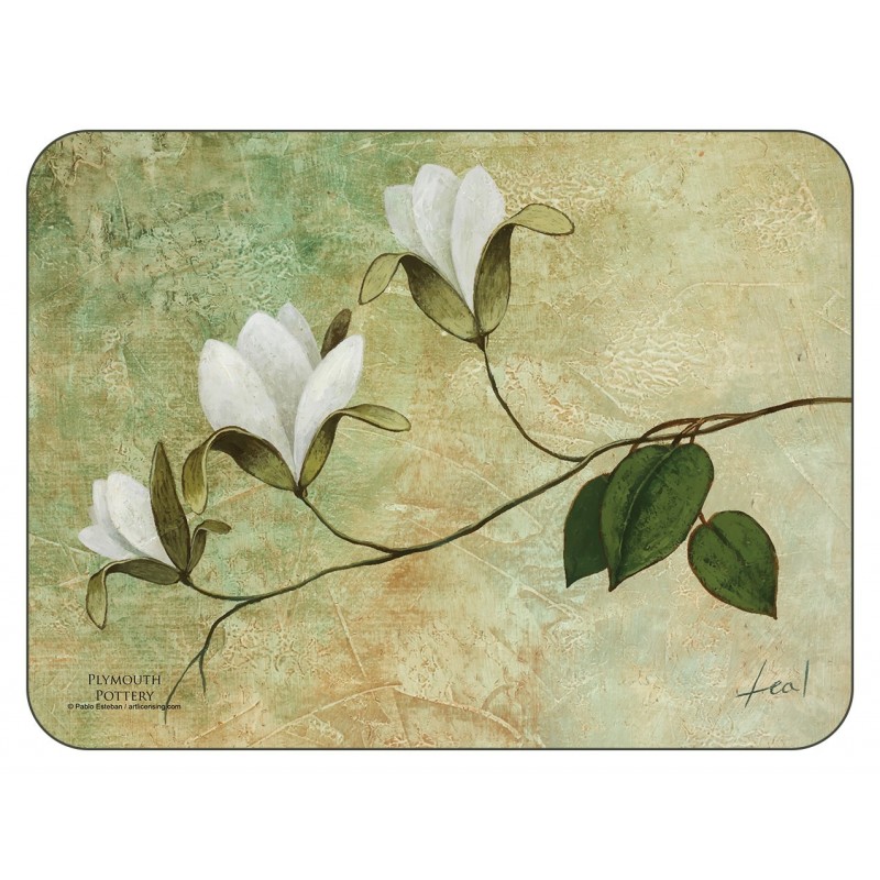Plymouth Pottery floral corkbacked tablemats Ivory Blossom design