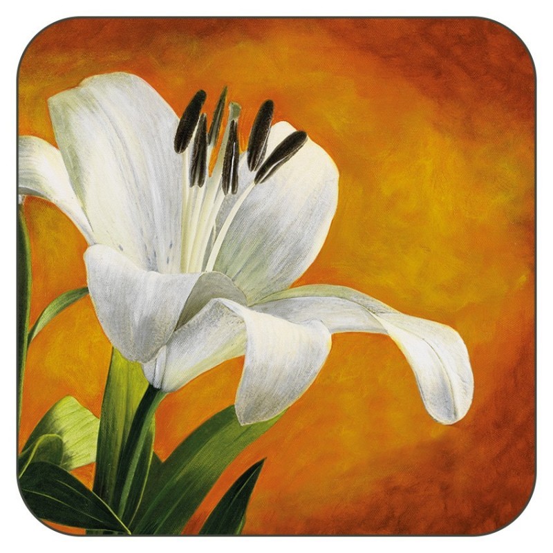 Lily Sunburst design cork backed floral coasters