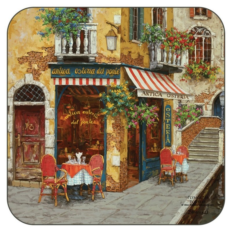 Plymouth Pottery Cafe Scene drinks coasters