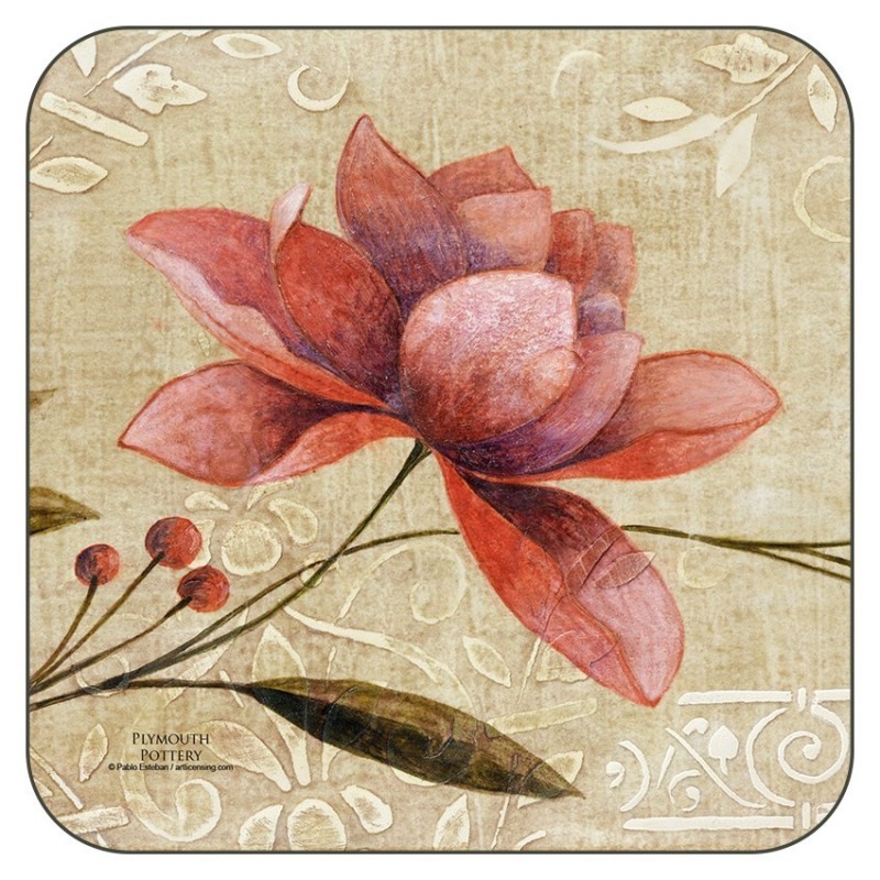 Retro effect Antique Bloom drinks coasters by Plymouth Pottery