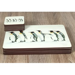 Placemats and coasters Set of 6 Penguin Parade by Plymouth Pottery neatly stacked