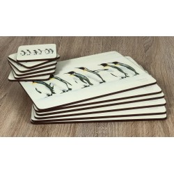 Penguin Parade animal themed corkbacked tablemats and coasters stacked