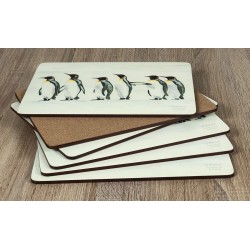 Penguin Parade animal themed corkbacked tablemats fanned out showing cork base