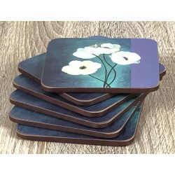 Fanned out display of Timeless drinks coasters by Plymouth Pottery