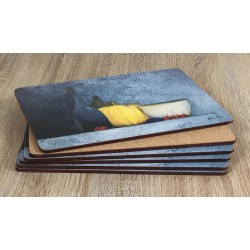 Blue Harmony fruit based set of 6 tablemats displaying cork base