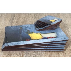 Blue Harmony fruit based set of 6 tablemats with coasters stacked on top