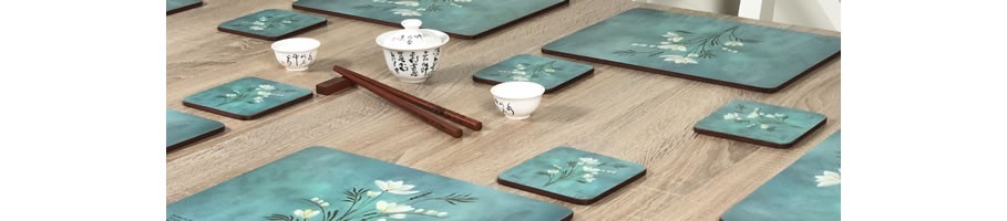 Corkbacked drinks coasters, hard surface